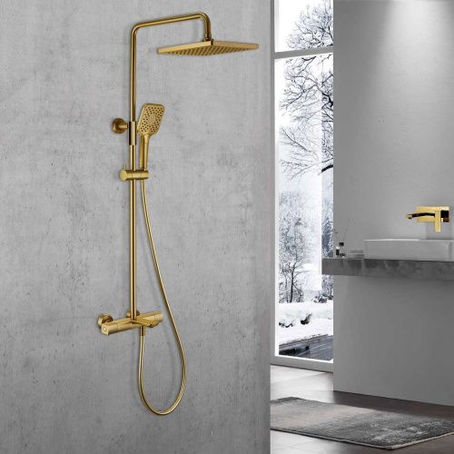 Душевая стойка Vincea Next VSFS-1N1TBG настенная цвет золото с термостатом