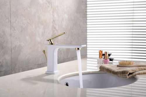 Смеситель LeMark Mista LM6406WG на раковину белый/золото - фото 2