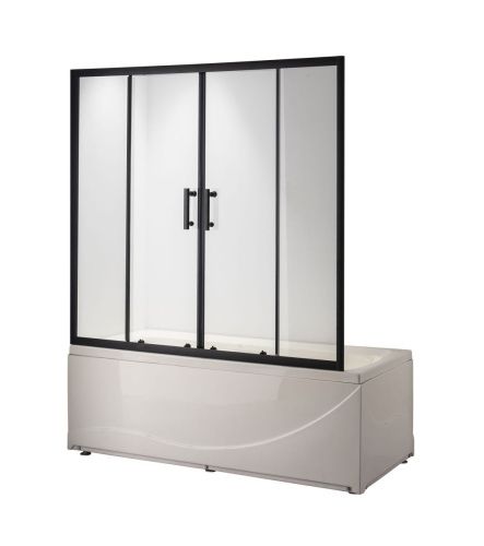 Душевая шторка на ванну Taliente TA-1714CB 170х140 стекло прозрачное профиль черный ориентация универсальная