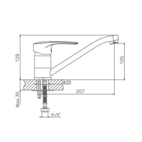 Смеситель для кухни Cron CN4266-2 на мойку хром - фото 3