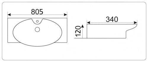 Раковина из сантехнического фаянса CeramaLux STR4282B 80х30 подвесная цвет белый 1 отверстие под смеситель - фото 3