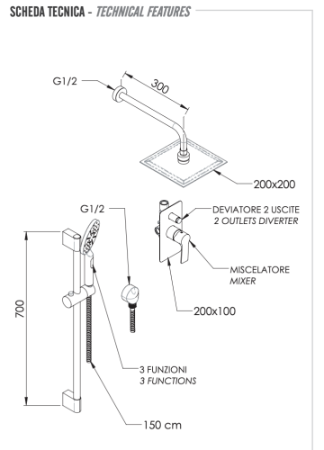 Душевая система Remer Energy EY09LS01UFS20 встраиваемая в стену цвет хром - фото 2