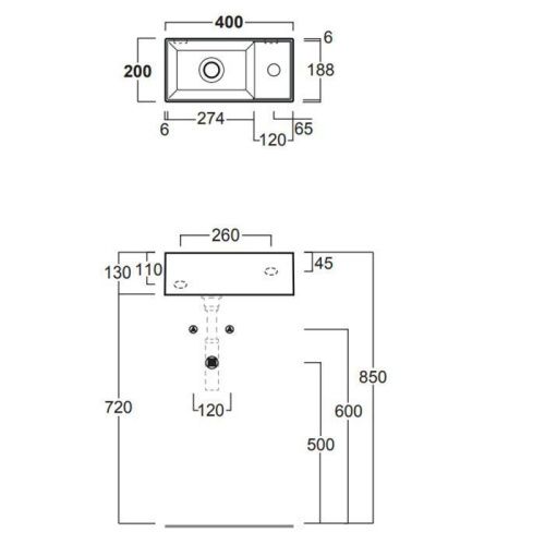 Раковина из сантехнического фаянса Simas Agile AG20 bi*1 40х20 подвесная цвет белый 1 отверстие под смеситель - фото 2