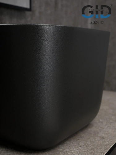 Раковина керамическая Gid Creativo 53356 40х40 накладная цвет черный без отверстий под смеситель - фото 4