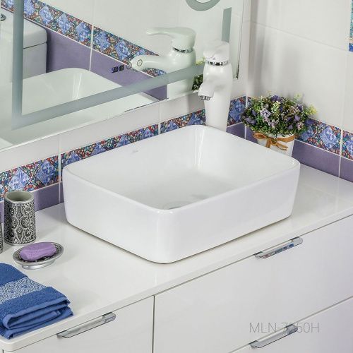 Раковина мебельная из сантехнического фаянса Melana MLN-7050H 48 7050H-805 50х40 накладная цвет белый - фото 3