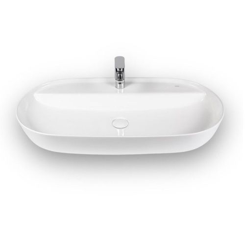 Раковина из сантехнического фарфора Bond Oval S01-800 80х40 накладная цвет белый 1 отверстие под смеситель - фото 3