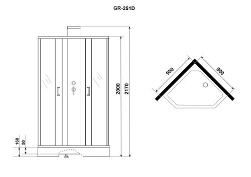 Душевая кабина Grossman Elegans GR251D 90х90 пятиугольная без крыши ориентация универсальная - фото 5