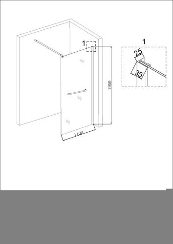 Душевая перегородка Niagara Nova NG-681-11BLACK 110х195 стекло прозрачное профиль черный - фото 5