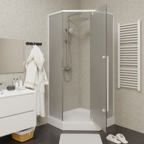 Душевой уголок Cerutti SPA C3AWD 90х90 стекло прозрачное профиль белый без поддона - фото 5