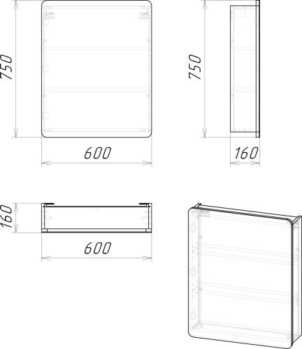 Зеркало-шкаф Grossman Талис 206006 60х80 подвесной цвет серый - фото 4