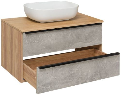 Тумба под раковину Runo Мальта 00-00001100 90х50 подвесная цвет серый/коричневый - фото 4