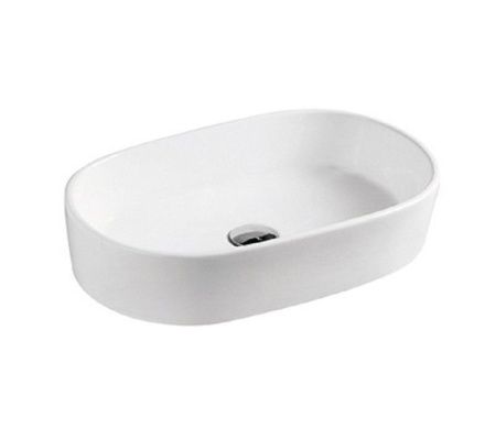 Раковина из сантехнического фаянса CeramaLux 9025 50х30 накладная цвет белый без отверстий под смеситель