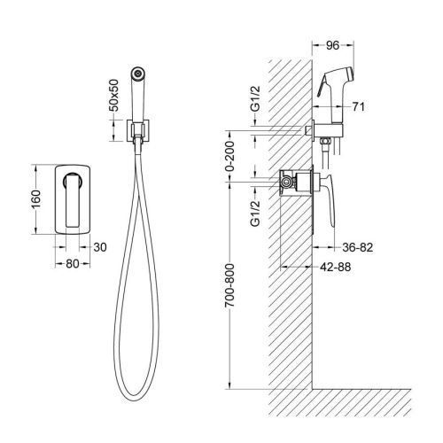 Смеситель с гигиеническим душем Timo Helmi 4089/03SM встраиваемый в стену черный - фото 2