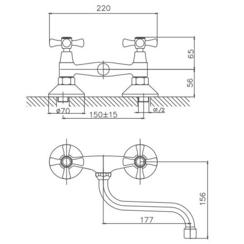 Смеситель для кухни Cron CN4642 настенный хром - фото 3