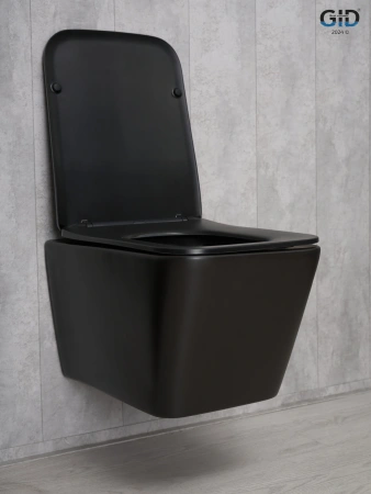 Унитаз подвесной Gid Cuadrado 62225Y черный с сиденьем микролифт безободковый