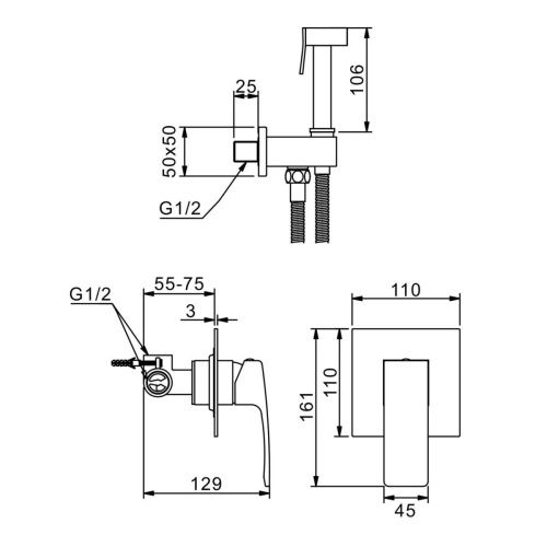 Гигиенический душ со смесителем Raglo R03 R03.53.06 черный - фото 2