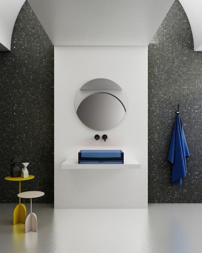 Раковина из полиэфирной смолы Abber KRISTALL AT2803Saphir 60х40 накладная цвет синий без отверстий под смеситель - фото 3