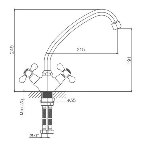 Смеситель для кухни Cron CN4319-2 на мойку хром - фото 3