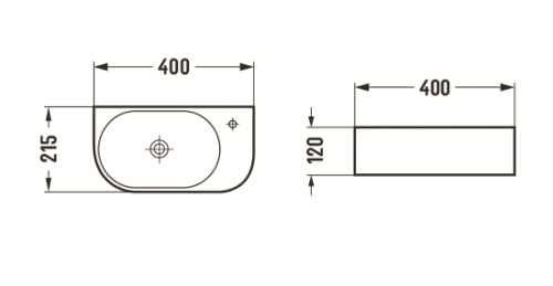 Раковина из сантехнического фаянса CeramaLux 78204LB 40х20 подвесная цвет черный 1 отверстие под смеситель - фото 2