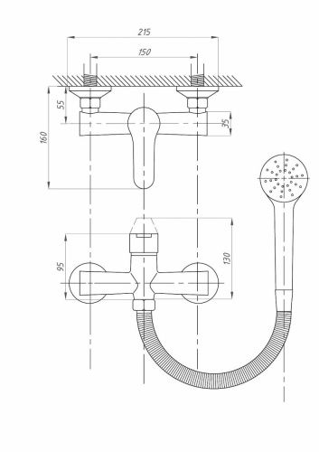 Смеситель для ванны и душа FAUZT FZs-241-B100 настенный хром - фото 4