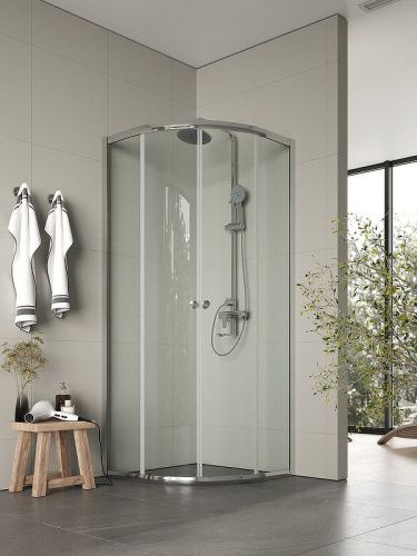 Душевой уголок Agger A01-080TCR/G 78х78 стекло прозрачное профиль хром глянцевый без поддона - фото 2