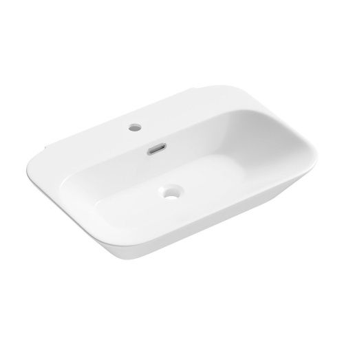 Раковина из сантехнического фарфора Wellsee Éclatant 151301000 70х50 накладная цвет белый 1 отверстие под смеситель - фото 2