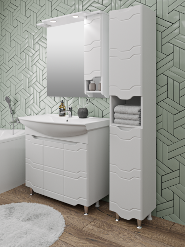 Тумба под раковину Runo Стиль 00000001113 80х30 напольная цвет белый - фото 3