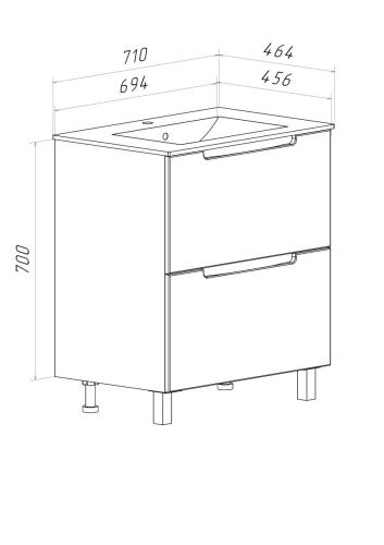 Тумба под раковину Runo Lina 00-00004642 70х50 напольная цвет белый - фото 2