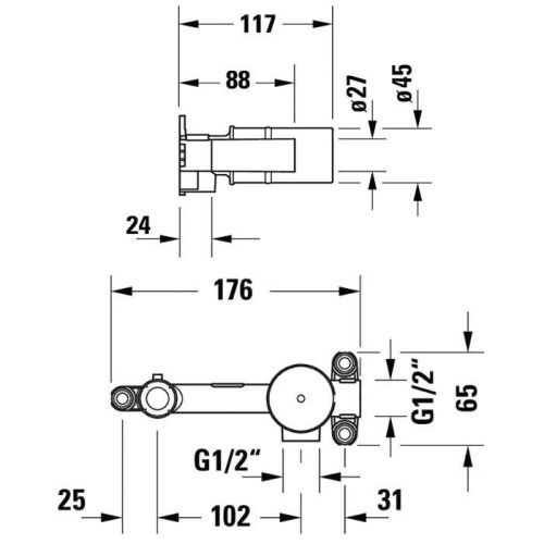 Базовый комплект однорычажного смесителя для умывальника для скрытого монтажа Duravit GK1900004000 - фото 2