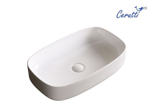 Раковина из сантехнического фарфора Cerutti SPA CR0045 60х40 накладная цвет белый без отверстий под смеситель - фото 4