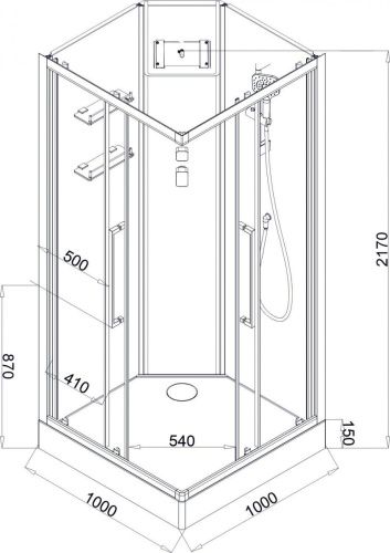 Душевая кабина Acquazzone Quoris 100E 100х100 квадратная с крышей ориентация универсальная - фото 3