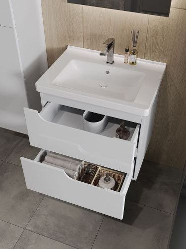 Тумба с раковиной Orange TOPLINE-Milano TP-M65-02+RA 60х50 подвесная цвет белый - фото 3