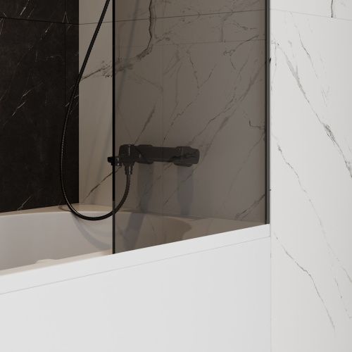 Шторка на ванну Teymi Timo T00272 60х140 стекло тонированное профиль черный ориентация универсальная - фото 5