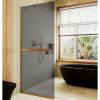 Душевая перегородка Maybah Glass MGD-730-3у 80х195 стекло тонированное профиль золото