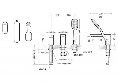 Смеситель Bravat Gina F565104C-2-ENG на борт ванны хром - фото 2