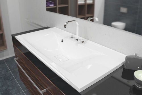 Раковина из искусственного камня Uperwood Elen 291120425 90х40 полувстраиваемая цвет белый - фото 3