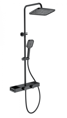 Душевая стойка Wonzon & Woghand WW-B3552-MB настенная цвет черный с термостатом - фото 2
