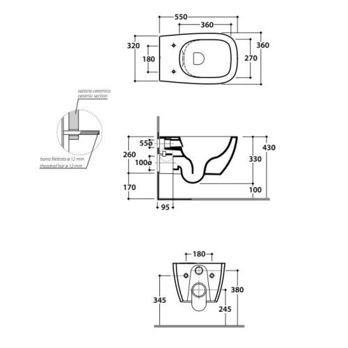 Чаша унитаза подвесная Globo Genesis GNS02.BO цвет белый без сиденья безободковая - фото 2