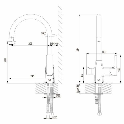 Смеситель для кухни LeMark Ursus LM7261BL на мойку черный - фото 3
