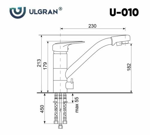 Смеситель для кухни Ulgran Classic U-010-345 на мойку коричневый - фото 2