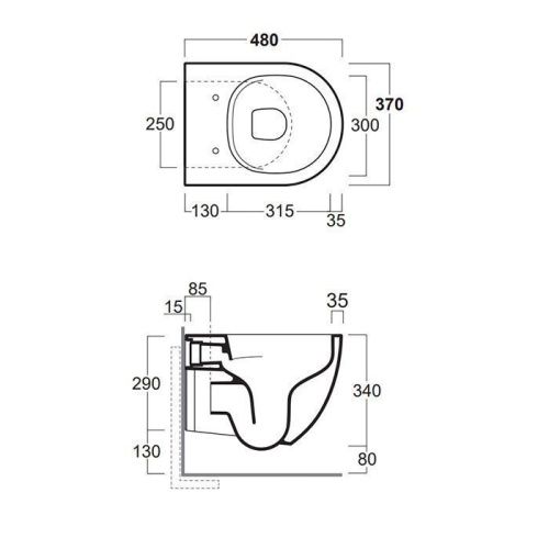 Чаша унитаза подвесная Simas Vignoni VI28 bianco matt цвет белый без сиденья безободковая каскадный смыв - фото 2