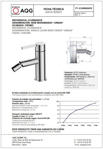 Смеситель AQG Urban 01URB200CR на биде хром - фото 2