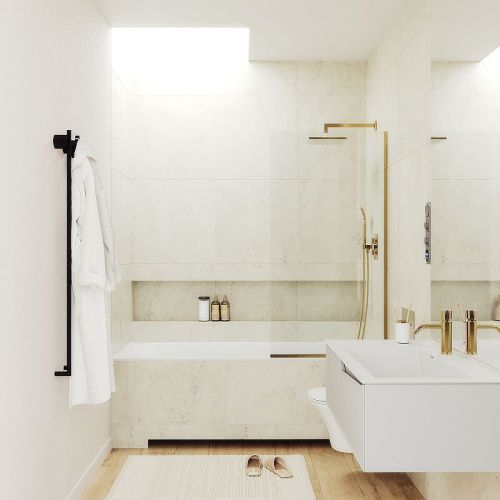 Душевая шторка на ванну Maybah Glass MGV-65-3у 90х140 стекло прозрачное профиль золото ориентация универсальная - фото 3