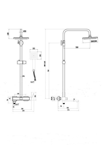 Душевая стойка Fmark FS8745-22H настенная цвет черный - фото 3