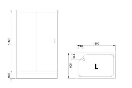 Душевой уголок Royal Bath HP RB8120HP-T-BL-L 120х80 стекло прозрачное профиль черный с поддоном
