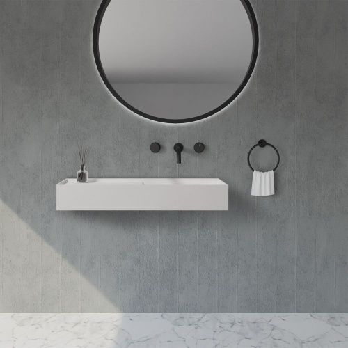 Раковина из искусственного камня Abber STEIN AS2648 80х40 подвесная цвет белый без отверстий под смеситель - фото 3