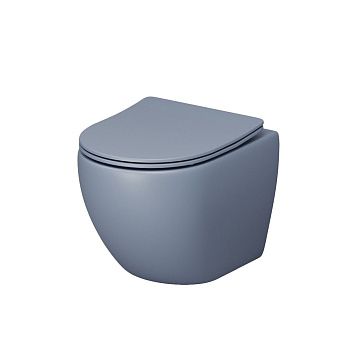 Унитаз подвесной Grossman Color GR-4455BSMS-21 голубой с сиденьем безободковый каскадный смыв