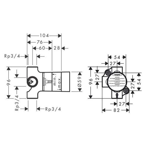 Cкрытая часть для запорно/переключающего вентиля Axor 15981180 - фото 2