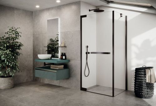 Душевая перегородка Novellini N180 N180FG100-1N 100х200 стекло прозрачное профиль черный - фото 2