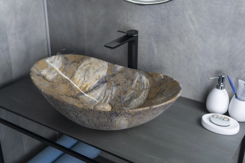 Раковина керамическая Gid Lago 54477 60х40 накладная цвет многоцветный без отверстий под смеситель - фото 4